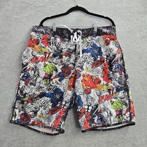 Marvel Men Swimwear XL Multicolor Swim Trunks Graphic‎ Print Heroes